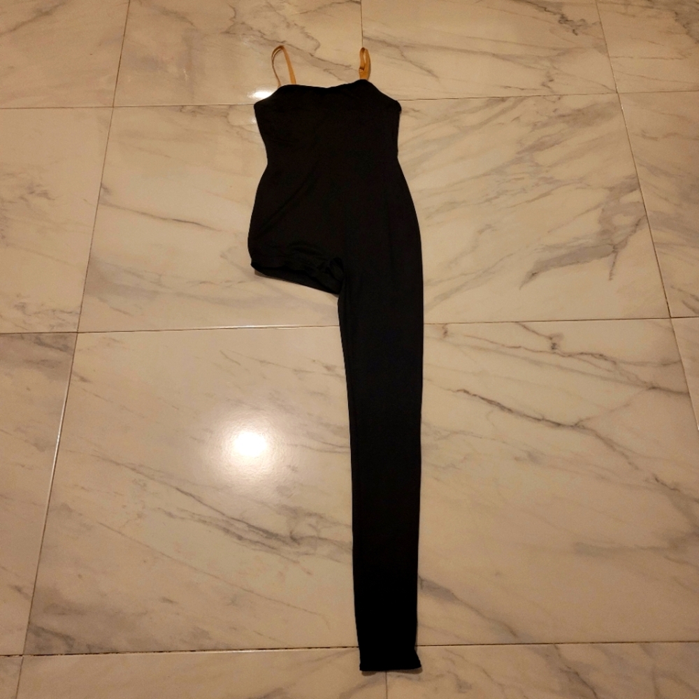 Weissman Black One-Shoulder/One Leg Jumpsuit Dance Wear,